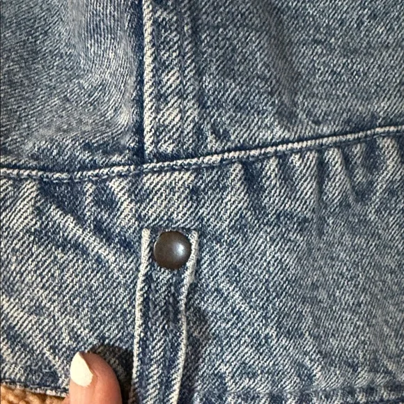 We The Free Blue Denim Jacket with Tan Sherpa Trim - Picture 6 of 10